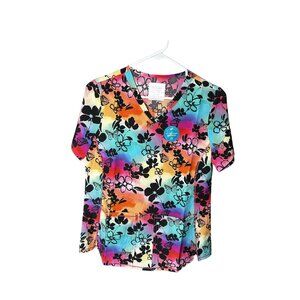 NWT Women’s Small Cherokee Butterflies & Flowers Print Scrub Top